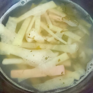 【米料理】大根とハムと茶殻の雑炊